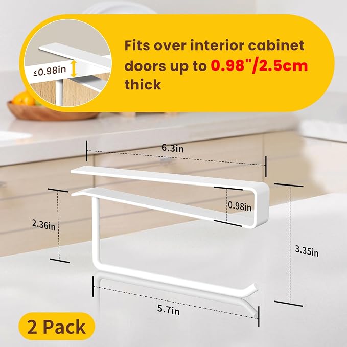2 Pack Tumbler Lid Organizer, Under Cabinet Cup Lid Holder for Yeti Insulated Mug/Stanley Insulated Mug/Simple Modern Insulated Mug Lid, No Gluing, No Drilling, Up to 10 Lids (White)
