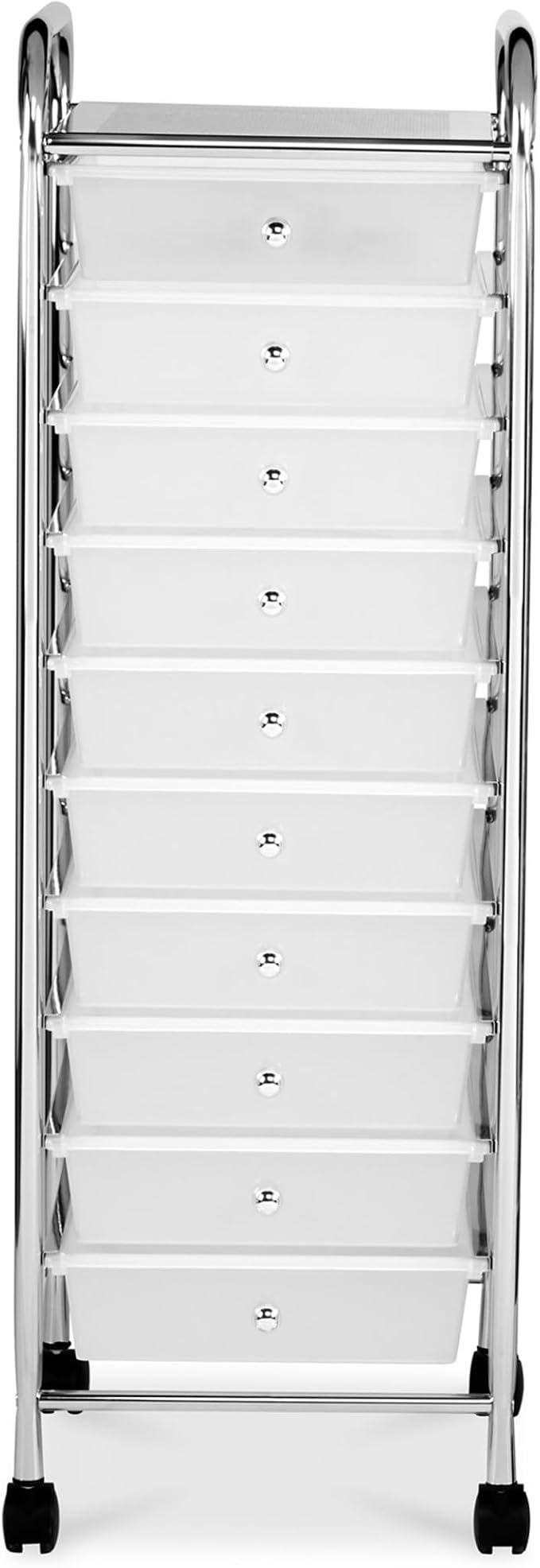 Simply Tidy 10 Drawer Clear Rolling Cart - Mobile Organizer with Removable Drawers, Swivel & Locking Casters, Durable Tubular Frame - 1 Set
