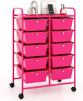 RELAX4LIFE 10-Drawer Rolling Storage Cart - Mobile Craft Art Supply Storage Organizer for Tool Scrapbook Paper Salon, Office School Classroom Teacher Rolling Cart with Drawers, Utility Cart on Wheels