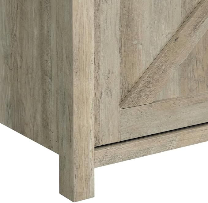 Furnifact Brown 2-Door TV Stand, Farmhouse Style, Engineered Wood, Distressed Pine Finish, Modern Design, Sturdy, Stylish for Living Room