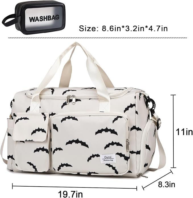 Small Gym Bag for Women, Travel Duffle Bag Carry On Weekender Bag with Shoe Compartment