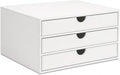 UnionBasic Document Organizer, 3-Drawer File Cabinet Document Storage Box, Office Desktop Filing Organizer, Croco White
