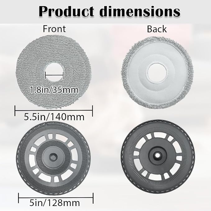 2 Mopping Pads and 2 Robot Sweeper Mop Pad Holder Rag Tray for Dreame X20/X20 PRO/X20 PRO PLUS/X30/X30 Pro/S10 Pro Ultra/X10 Series/X40 Robotic Arm Series OEM Accessories