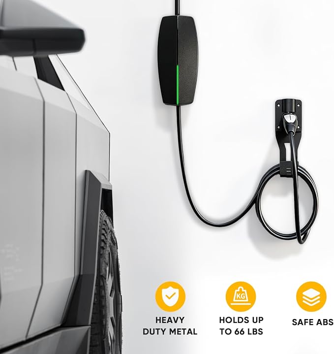 SEVEN SPARTA 180°Swivel Charging Cable Holder Wall Mount for Tesla Charger | 180° Swiveling Holster, Organizer for Save Garage Space, For Tesla Model 3 Y X S Cybertruck Mobile & Wall Connector