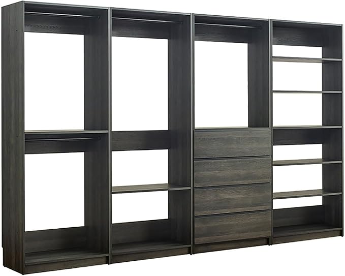 Maykoosh Closet System Organizer - Customizable Walk-in Wardrobe Storage Black/Model ABDE 4 Closet