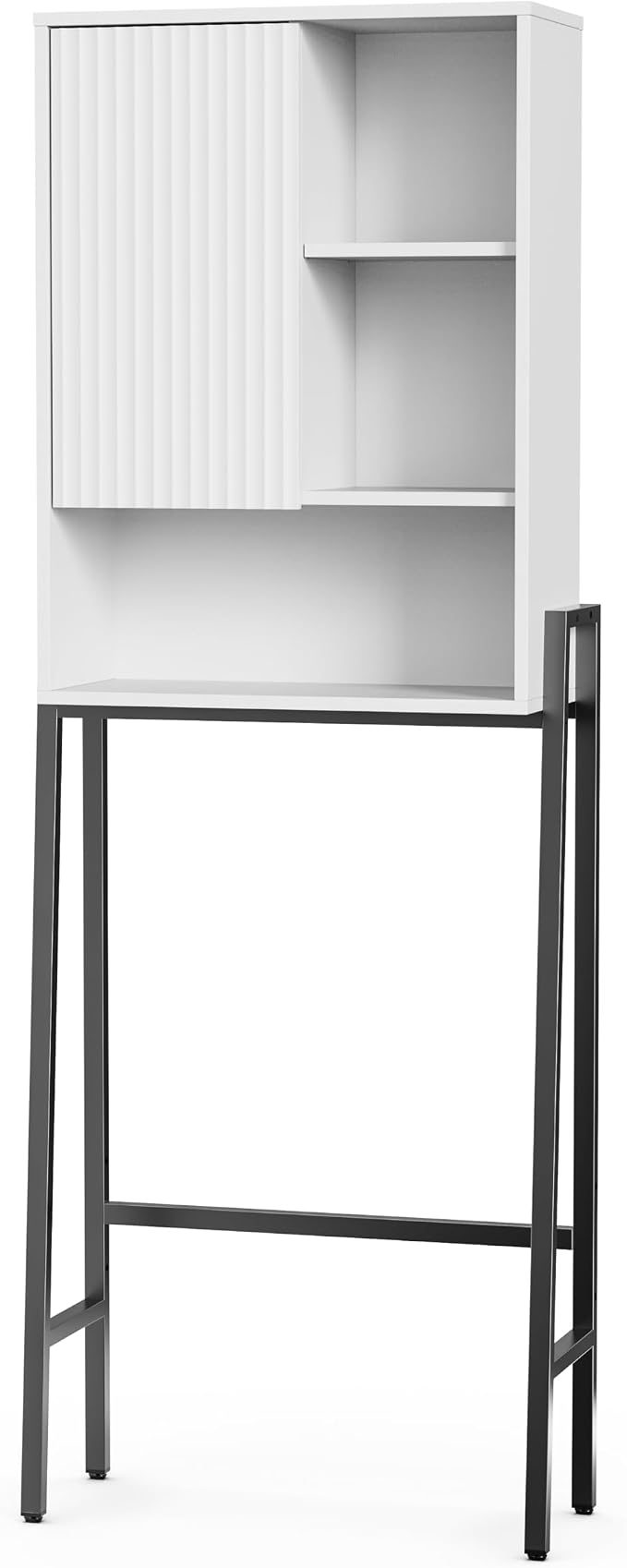 24" W Over The Toilet Storage Cabinet with Fluted Door,Bathroom Organizers and Storage with Adjustable Shelves, Modern Over Toilet Organizer for Bathroom,Restroom,Laundry,White