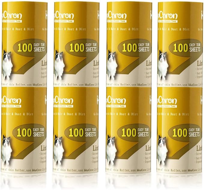 Lint Roller Refills 4", 800 Sheets, for Evercare, Extra Sticky | 8-pack, 100 sheets each. Easy tear-off. Fits 4" rollers with 1.5" core. For pet hair, clothes, furniture.