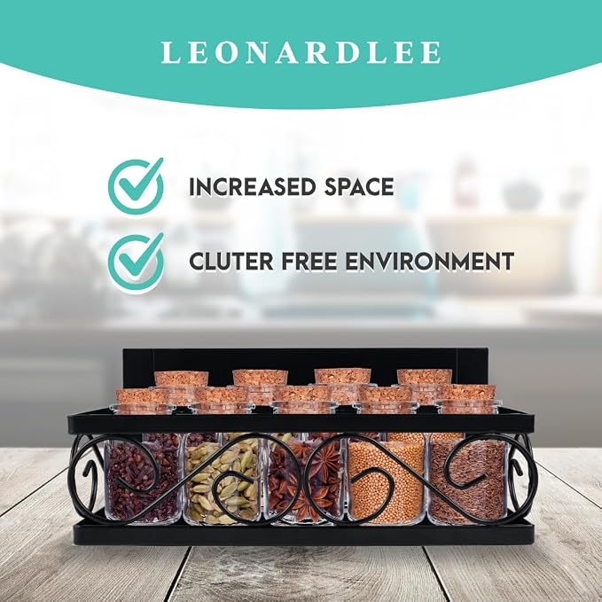 LEONARDLEE Magnetic spice Rack, Stronger Magnet to use on refrigereator with Wall Mount Option, Perfect Space Saver for Kitchen- for Holding Spices, Jars, Bottle, cans (Pack of 2)