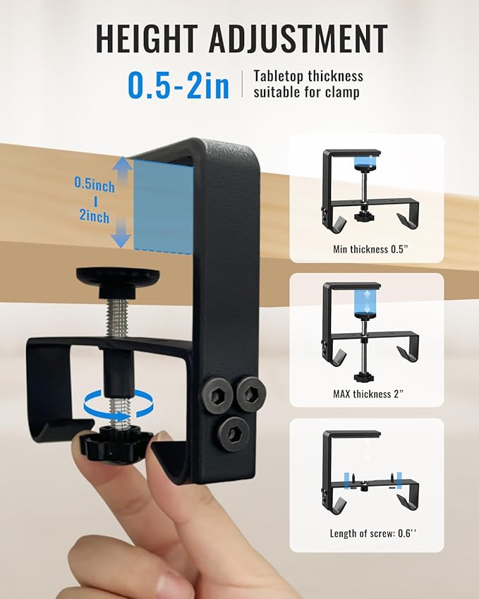 No Drill Cable Management Under Desk, 28" Cord Organizer for Table, Clamp/Screw Mount Cable Tray, Premium Black Fabric Desk Cord Management Tray for Office, Home (Regular (28 in))