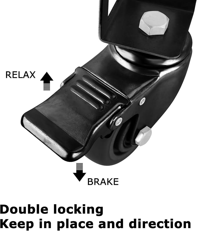 8PCS Storage Rack Caster Wheels,3" Heavy Duty Locking Caster Wheels Warehouse Shelf & Storage Racks Accessories,Fit for Boltless Self Locking Shelving Racks,1000LB Capacity(Black)