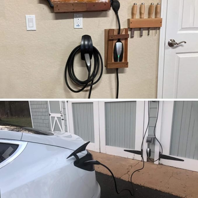 SEVEN SPARTA Charging Cable Holder Wall Mount for Tesla Charger, Black | with UMC Holder, Cable Organizer for Save Garage Space, For Tesla Model 3 Y X S Cybertruck Mobile & Wall Connector