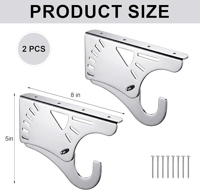 Lewtemi 2 Pcs Chrome-plated Alloy Steel Sloped Ceiling Clothes Rod Bracket 8" Chrome Closet Curtain Rod Bracket Under Stairs Storage Sloped Ceiling Rack Mount Angled Clothes Rack for Wall Attic