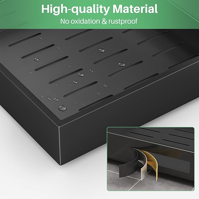 Pull out Cabinet Organizer, 21"Deep, 11.8"Wide Full-Extension Heavy Duty Slide out Drawers with Nano Adhesive, Roll Out Shelves Sliding Cabinet for Kitchen, Bathroom, Pantry,Under Sink Storage(Black)