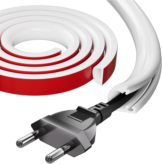 118" Silicone Cord Hider for Wall Mount TV,Self-Adhesive Cable Hider for 1 Cord(1/4" Diameter),Cable Management Under Desk,Cord Organizer,Cable Raceway Home & Office Trim,Cord Concealer Channel,White