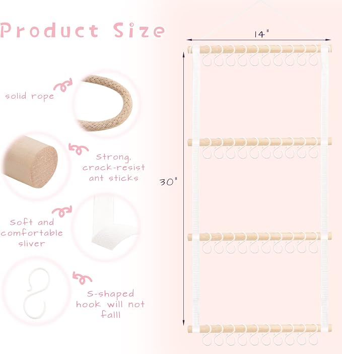 POVETIRE Headband Holder Head Bands Organizer for Girls, Baby Headbands Hair Accessories Organizer Storage Wall Hanging Decor for Nursery Toddler Girls Room