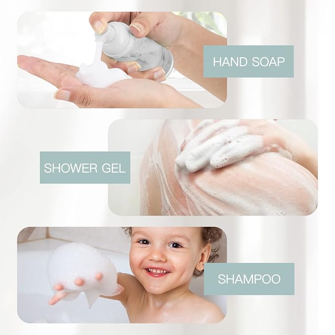 Travel Foam Pump Bottle - 2oz Small Size Foaming Hand Soap Dispenser - Mini Portable Mousse Lash Shampoo Kit Container for Hair - Empty Leak Proof Plastic Clear Foamer for Liquid Toiletry 3Pack