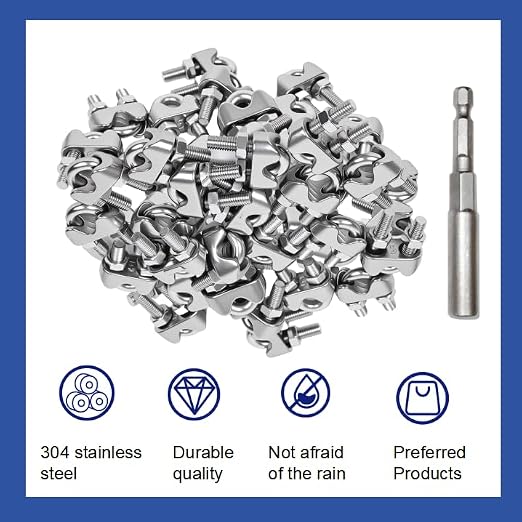 40 Pcs 1/4 inch Stainless Steel Cable Clamps,Wire Rope Clamp | Wire Rope Clamp, Commercial Use, Industrial Use, Residential Projects