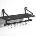 Love-KANKEI 17.3" Floating Wall Shelf Wood/Bracket,Coffee Bar,Black/Brown | Spice Rack,Towel Bar/8 Hooks,40 Lbs/shelf,Easy to Install,For Kitchen,Bathroom,Living Room,Bedroom,Office,Entryway Display