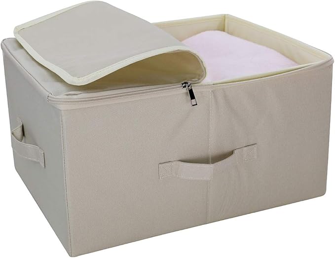 17.6 X 13.6 X 9.7",Folding Closet Clothes Storage Boxes with Zip Lid, 2 PCS | 17.6"x 13.6"x 9.7", drawer Cubes, Breathable Fabric & foldable Design Organizer Bins for Clothing Toy Dolls, Blankets
