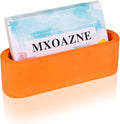 Business Card Holder for Desk, Handmade Resin Cement Desktop Business Card Display Stand Organizer for Women and Men, Orange