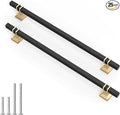25 Pack 10 Inch (256mm) Black and Gold Cabinet Pulls Kitchen Cabinet Handles, Black and Gold Cabinet Handles Square Dresser Drawer Pulls Black Kitchen Cabinet Hardware
