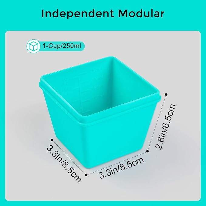 Gemice 1-Cup Silicone Freezer Molds with Lids, Individual 4-Pack | Oven & Dishwasher Safe, BPA-Free Soup Portion Cubes Trays, Freezer Containers for Food Storage