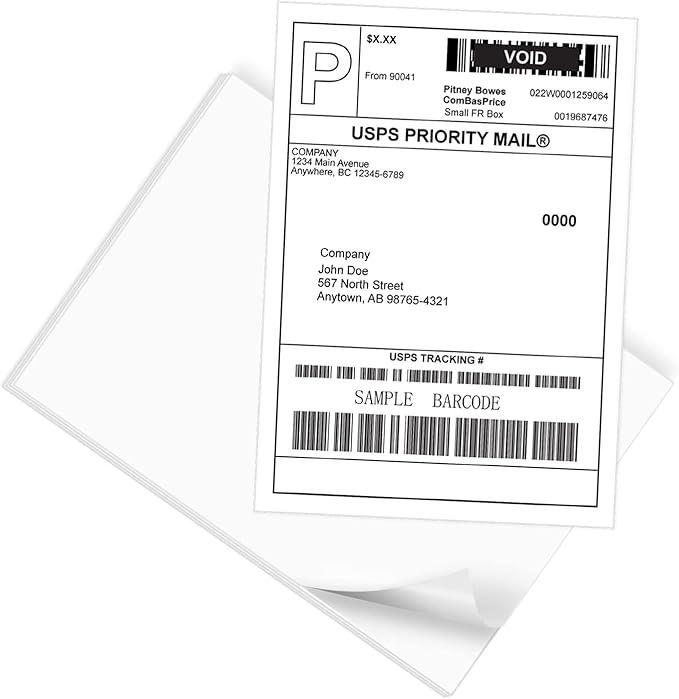 9527 Product 100 Sheets Sticker Labels 8-1/2" x 11" Shipping Address Labels for Laser/Ink Jet Printer,100 Labels.