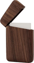 Wood Business Card Holder Wooden Magnetic Business Card Case Portable Simple (Black Walnut)