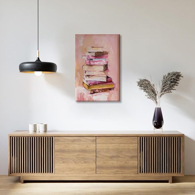 Pastel Book Stack Art Aesthetic Poster Canvas Wall Art Decoration Living Room Home Decor Bedroom Decoration Poster Unframed24x36inch