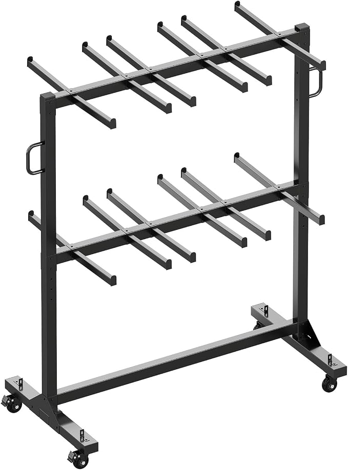 Specraft Folding Chair Rack and Table Cart for 84 Chairs or 12 Tables, 1100 lbs Capacity, PU Wheels, Dust Cover, Elastic Cords, Black