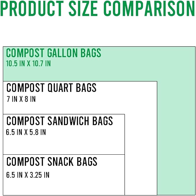 BEIDOU-PAC Compostable Gallon Food Storage Freezer Bags, 50 Count | 2 Mil | 10.5" * 10.7", Freshness Easy Open Biodegradable, Eco-Friendly Reclosable Compost Zippper Bags
