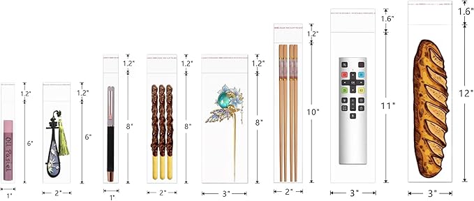 Long Adhesive Cello Bags 1x8'' 500pcs Clear Self Stick Cellophane Bags 2mil Self-Sealing OPP Poly Bags for Bakery Cookies Candies Jewelry Crafts Candles Party Decorative