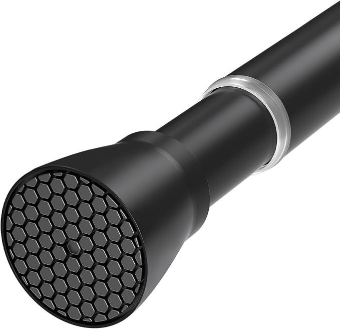 HAOYUNIE 1 Pack Tension Curtain Rods, 30-63 Inches Adjustable Spring Tension Rods, No Drill No Slip, for Windows, Doorway, Bathroom & Closet (black)