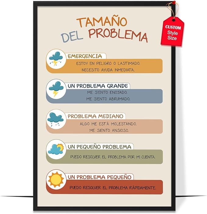 LOLUIS Mental Health Poster, La Salud Mental Spanish Learning Tools Educational Supplies Art Print (Tamaño Del Problema, Custom Frame Type)