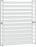 Large Shoe Rack 12 Tier Shoe Organizer, Heavy Duty Metal 6-Tier Stackable Shoe Storage Vertical Shoe Rack for Closet Front Door Entrance, Up to 75 Pairs, 44.8" W x 11.4" D x 85.1" H, White