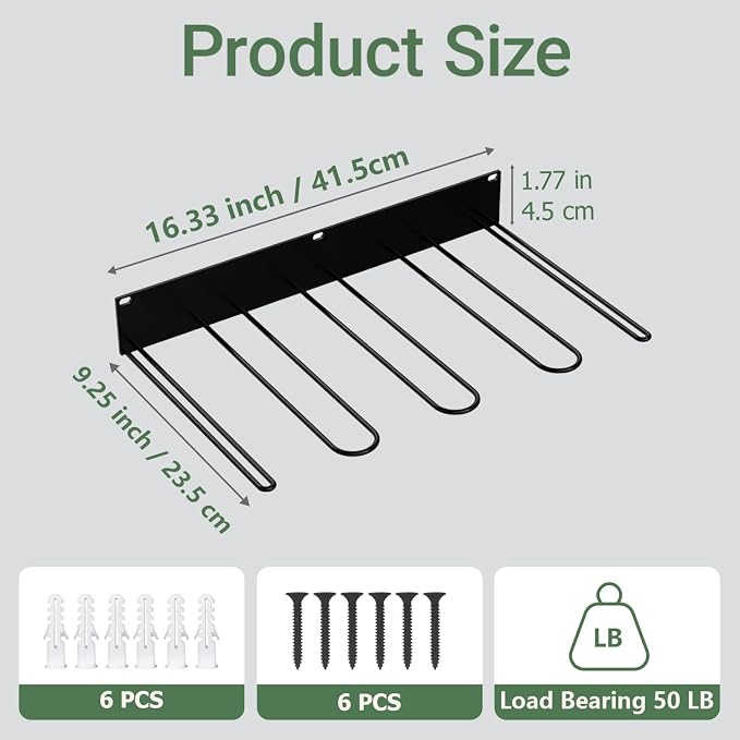 8 Pair Boot Rack for Wall Mounted - Wader Hangers for Drying Fishing Rain Hiking Tall Cowboy Boots - Boot Hanger Holder for Indoor Outdoor Entryway Garage Mudroom Closet