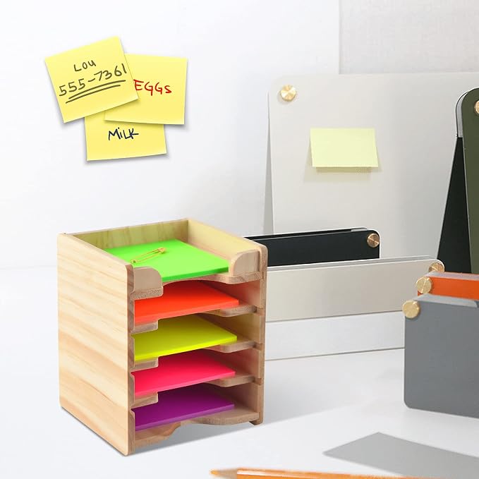 Sticky Note Holder Sticky Note Organizer 3”x3” Wood Sticky Notes Holder Desktop Non Sticky Notes Sticky Notepad Organizer for Office Home School Desk Accessories Stationery Supplies Organizers