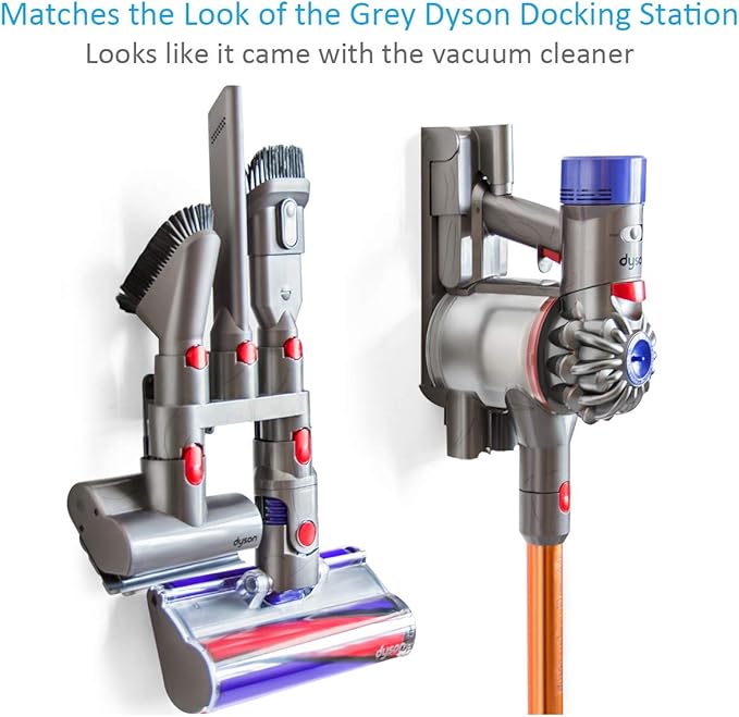 Charlux Accessory Holder Compatible with Dyson V7 V8 V10 V11 V15 Gen5 Vacuum Cleaner Attachment Holder Docking Station Wall Mount, Grey, 1 Pack