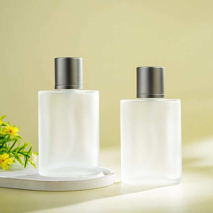 YU FENG 2 Pack 100ml/3.4 Oz Glass Perfume Bottles, Refillable Atomizer | Cylinder Shape, Thick Glass Bottle, Fine Mist Sprayer, Refillable Design, Ideal For Perfume, Cologne And DIY Fragrance