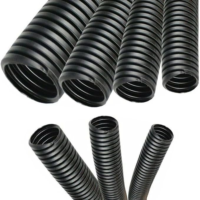 Electriduct 1/4" Polypropylene Non-Slit Wire Loom Corrugated Flexible Conduit - 100 Feet - Black