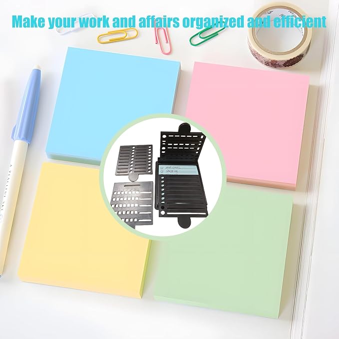 2025 New Sticky Note Stencil, Sticky Note Holder with Five Templates, Suitable for 3x3 Inch Sticky Notes, Perfect for to-Do Lists, Home, Office, Reusable Sticky Notes Dispenser (Black 5 Templates)