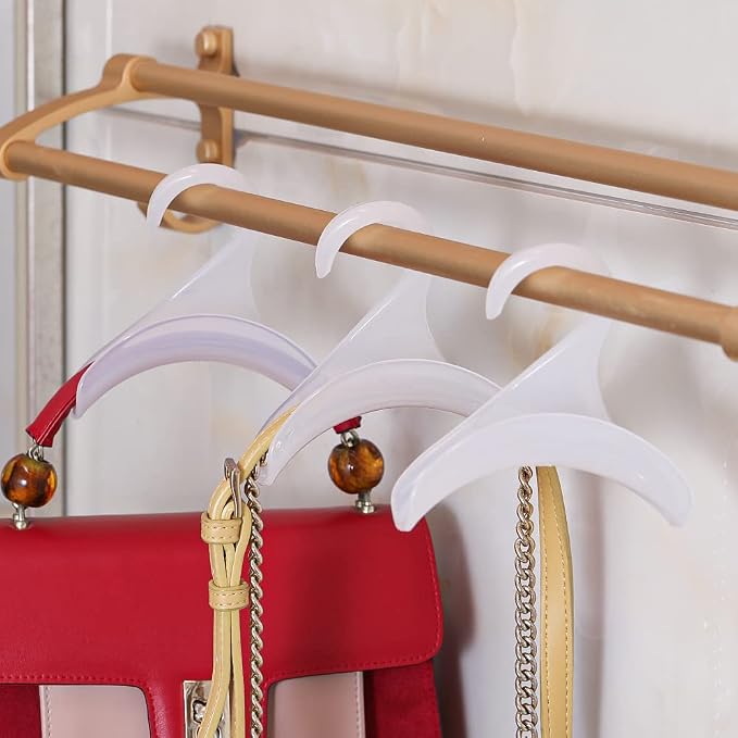 Purse Hanger for Closet Rod - Handbag Storage Organizer - Acrylic Hangers for Hanging Purses, Backpacks, Satchels, Crossovers, Totes (4 Pack)