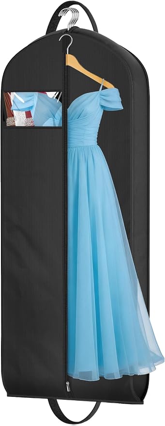 MISSLO 54" Garment Bags for Travel for Women Waterproof Dress Bags for Gowns 4" Gusseted Dress Protector Bag for Closet Storage Clothing Covers for Hanging Clothes Suit Carrier