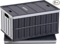 VEVOR Plastic Collapsible Storage Bins with Lids, 65L 2 Packs, Stackable Folding Storage Crates with Handles, Holds 84 lbs Per Bin, Heavy Duty Containers, Space-Saving Baskets, for Home Organizing