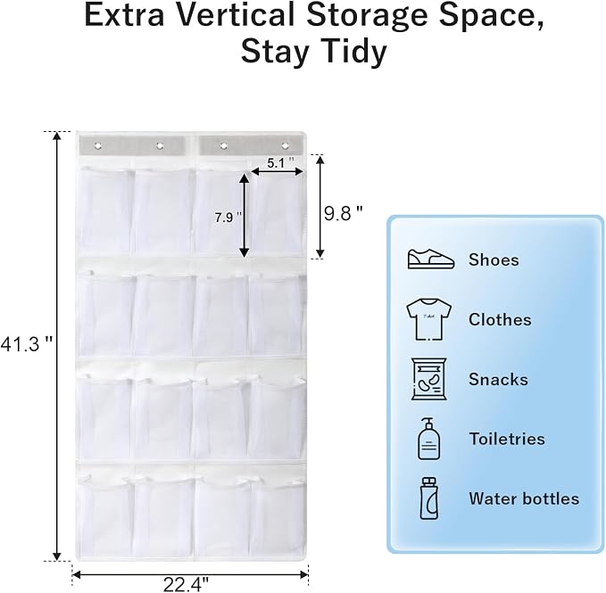 F-color Over the Door Organizer for Cruise - 16-Pocket Hanging Organizer | Tool-Free Mount with 4 Metal Hooks, See-Through Mesh Pockets, Lightweight & Foldable, Space-Saving for Travel and Daily Use
