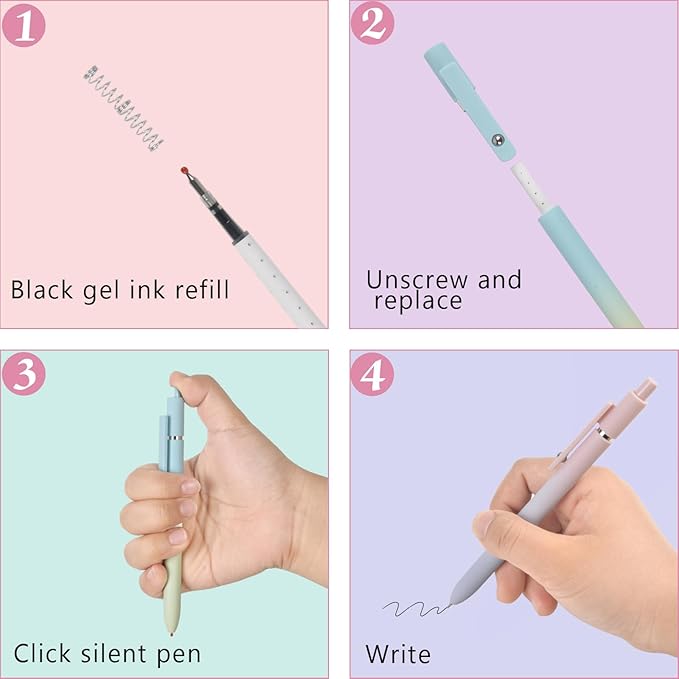Gel Pens School Office Supplies - 10 Pcs 0.7mm Cute Black Ink Ballpoint, Aesthetic Fine Point Pen, Desk Accessories for Women College Teacher, Pastel Colored Smooth Writing Pen for Journaling Gifts