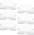 HSYMQ Acrylic Business Card Holder 6 Pack for Desk, Clear Plastic Business Cards Display Holders Stand, Fits 30-50 Business Cards