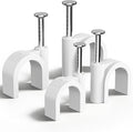 400 Pcs Cable Clips Nail in, Cord Clips Ethernet Cables 4/6/8/10mm White | Wire Wall Clips Cable Straps Cables Tacks Cable Nails Coax Cable Clips Cable Management for Speaker RG6 RG59 CAT6 RJ45