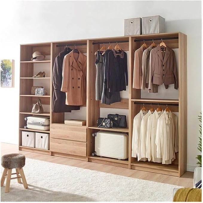 Maykoosh Closet System Organizer - Customizable Walk-in Wardrobe Storage Oak/Model ECBA 4 Closet