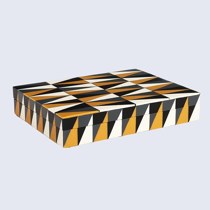 Handicrafts Home Decorative Storage Box with Lid, Multicolor Decorative Box for Remote Controls, Slim Coffee Table Storage Box for Shelf, Desk & Living Room Decor, Puzzle Guild 8 x 6 x 1.5